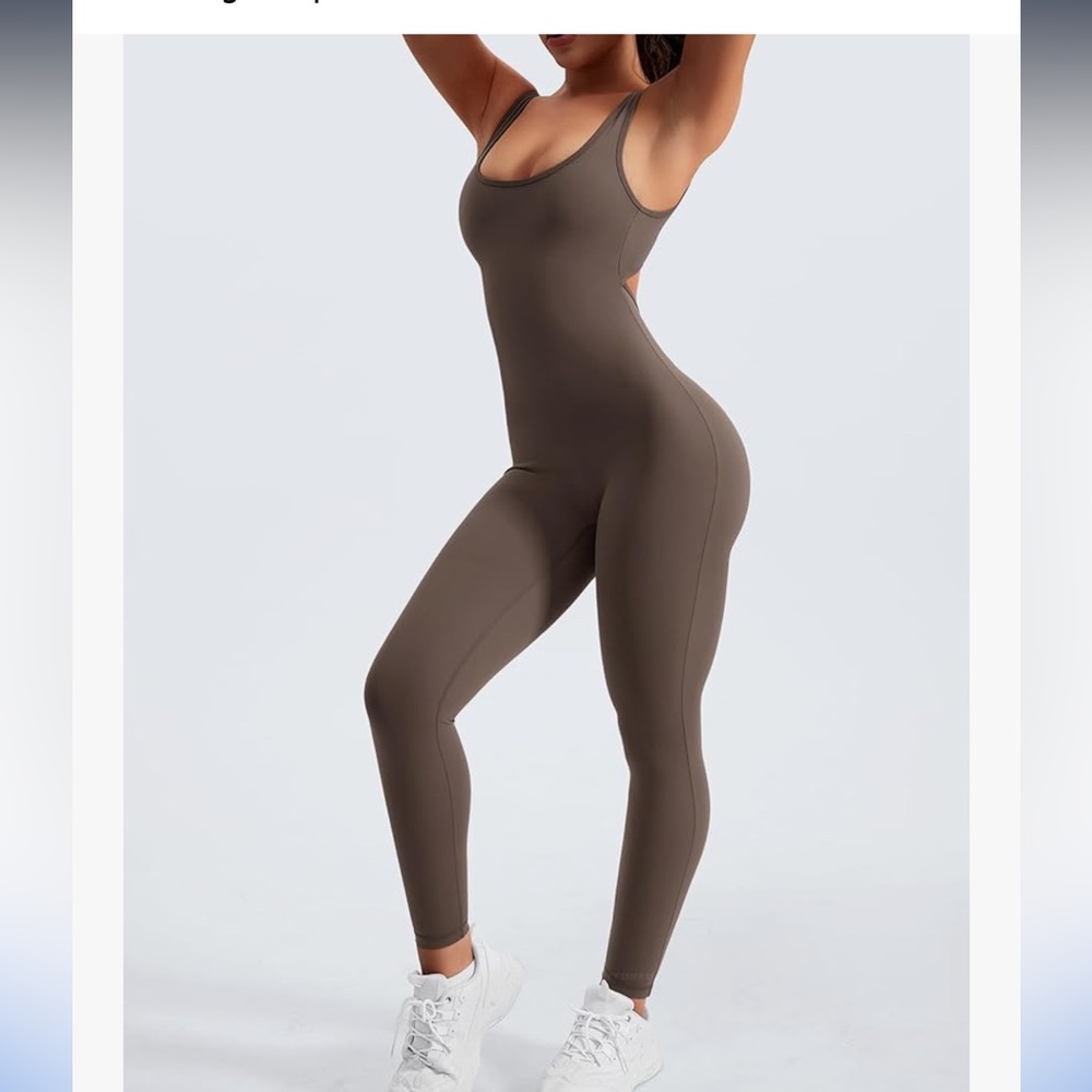 Backless Gym Bodycon jumpsuit V Back Scrunch Butt